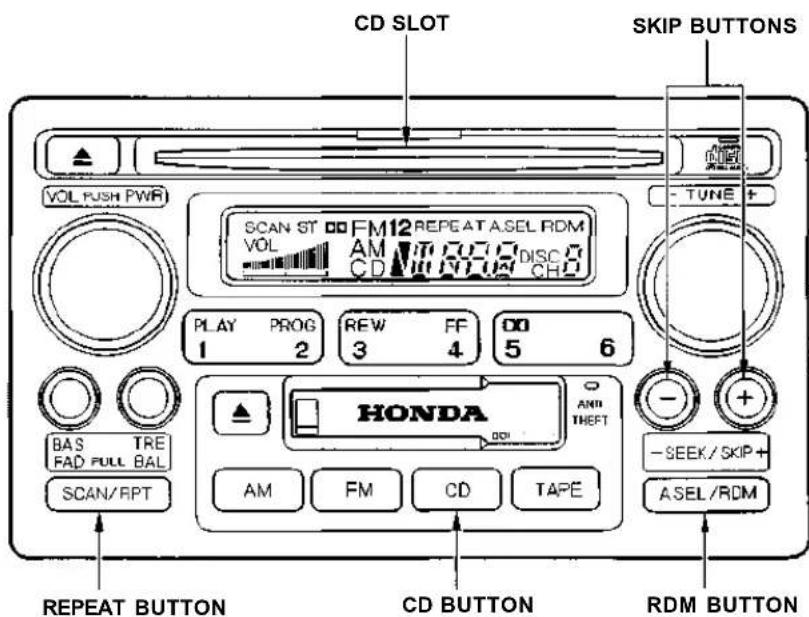 Honda Accord Coupe (2001) - Operating the CD Player - 1