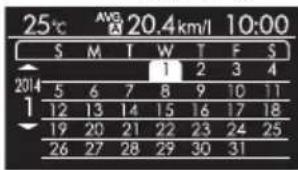25°C AVG 20.4km/l 10:00 S M T W T F S 2014 1 2 3 4 5 6 7 8 9 10 11 12 13 14 15 16 17 18 19 20 21 22 23 24 25 26 27 28 29 30 31