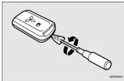 MITSUBISHI Mirage G4 (2018) - Procedure for replacing the remote control transmitter battery - 1