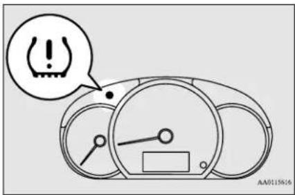 Diagram of a car dashboard with warning symbol and safety icon, showing speedometer and control buttons