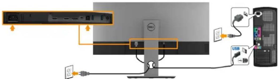 DELL Professional P3418HW - HINWEIS: Um Schäden oder Verlust von Daten zu vermeiden, stellenSie vor der Änderung von USB Upstream-Ports sicher, dass KEINE USBSpeichergeräte vom Computer verwendet werden, der an den USBUpstream-Port des Monitors angeschlossen ist. - 1