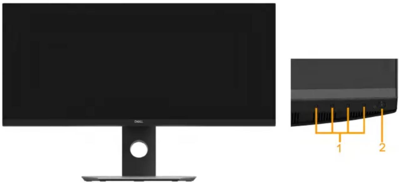DELL Professional P3418HW - Übersicht über Einzelteile und Bedienelemente Vorderseite - 1