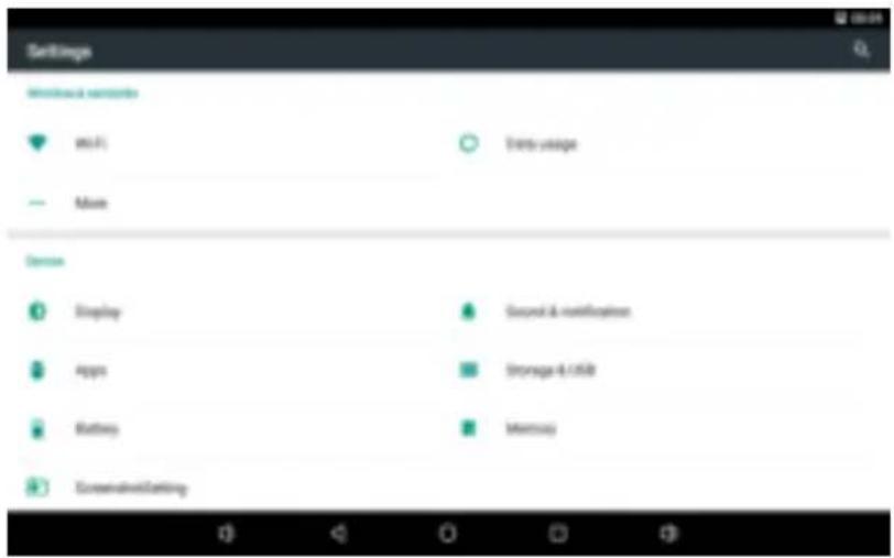 Settings Networks & networks WiFi Mobile Server Display Apps Battery Security Enter usage Contact & modification Storage & USB Memory