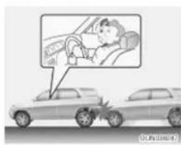 Diagram showing a car accident with a driver inside the dashboard and a car below, indicating collision or damage.