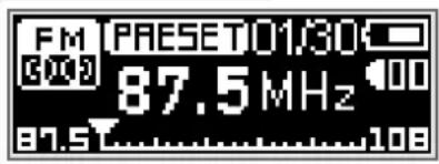 FM PRESET01/30 87.5 MHz 87.5 108