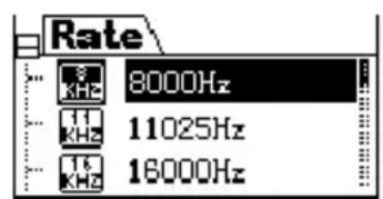 Rate 8000Hz 11025Hz 16000Hz