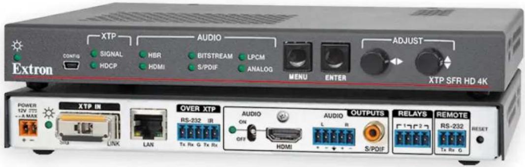 Extron XTP AUDIO CONFIG SIGNAL HDCP HER HDMI BITSTREAM LPCM S/PDIF ANALOG MENU ENTER ADJUST XTP SFR HD 4K POWER 12V 222 --A MAX XTP IN SIGI LINK LAN OVER XTP RS-232 IR AUDIO ON OFF HDMI AUDIO L R S/PDIF OUTPUTS RELAYS 17527 RS-232 REMOTE Tx Rx G Tx Rx Tx Rx G Tx Rx G Tx Rx G Tx Rx G Tx Rx G Tx Rx G Tx Rx G Tx Rx G Tx Rx G Tx Rx G Tx Rx G Tx Rx G Tx Rx G Tx Rx G Tx Rx G Tx Rx G Tx Rx G Tx Rx G Tx Rx G Tx Rx G Tx Rx G Tx Rx G Tx Rx G Tx Rx G Tx Rx G Tx Rx G T x Rx G T x Rx G T x Rx G T x Rx G T x Rx G T x Rx G T x Rx G T x Rx G T x Rx G T x Rx G T x Rx G T x Rx G T x Rx G T x Rx G T x Rx G T x Rx G T x Rx G T x Rx G T x Rx G T x Rx G T x Rx G T x Rx G T x Rx G T x Rx G T x Rx G T t x t t t t t t t t t t t t t t t t t t t t t t t t t t t t t t t t t t t t t t t t t t t t t t t t t t t t t t t t t t t t t t t t t t t t t t t t t t t t t t t t t t t t t t t t t t t t t t t t t t t t