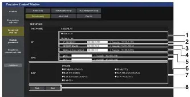 PANASONIC PT-MZ670LEJ - When [WIRED LAN] is selected - 1