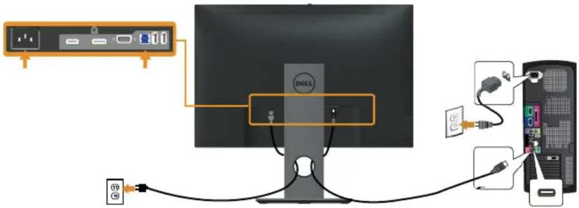 DELL Professional P2418HZ - Das USB 3.0-Kabel anschließen - 1