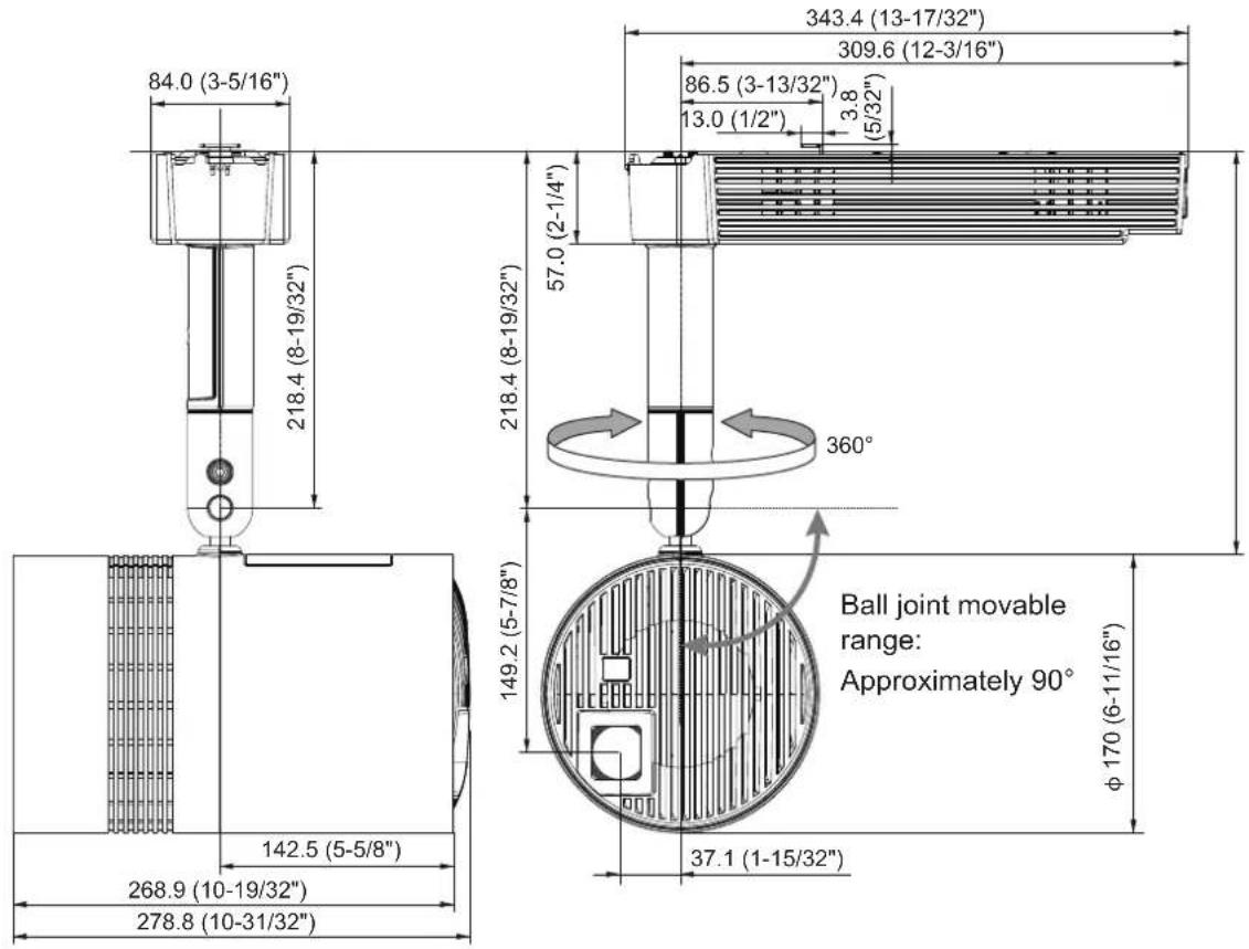 PANASONIC PT-JX200FBE - Dimensions - 2