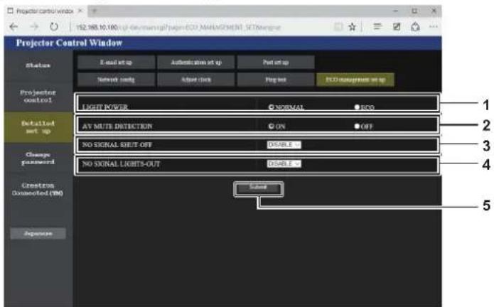 PANASONIC PT-JX200FBE - [ECO management set up] page - 1