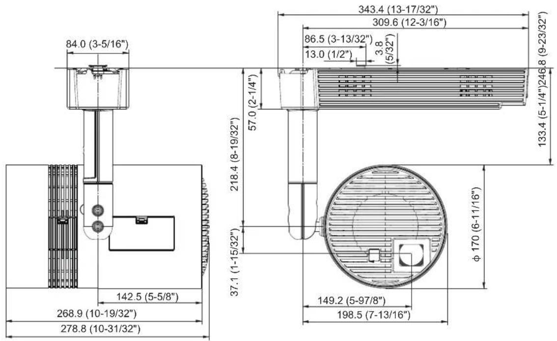 PANASONIC PT-JX200FBE - Dimensions - 1