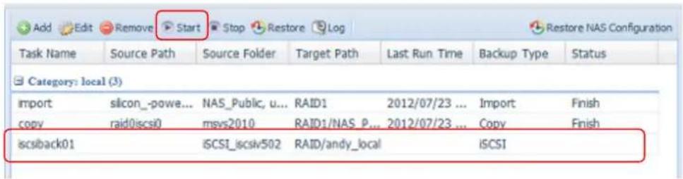 Thecus N16850 - iSCSI Backup (iSCSI-Sicherung): Klicken Sie auf „iSCSI Backup - 5
