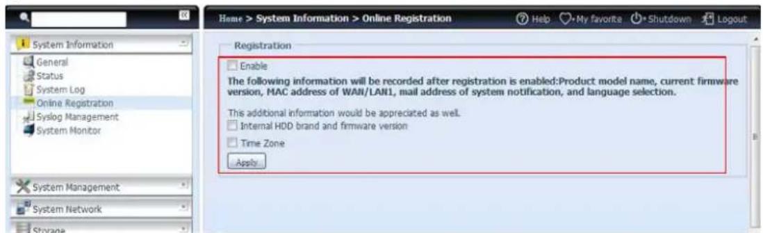 Thecus N16850 - Online-Registrierung - 1