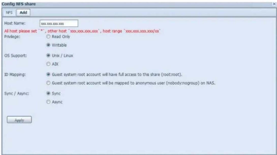 Thecus N16850 - Config NFS share (NFS-Freigabe konfigurieren) - 2