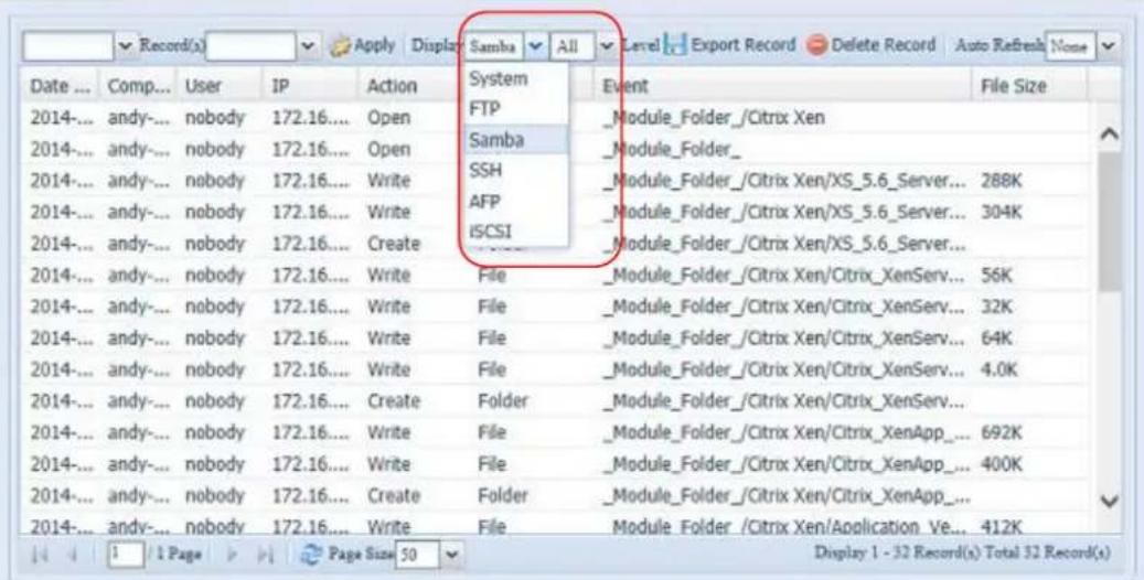 Thecus N16850 - User Access Log - 2