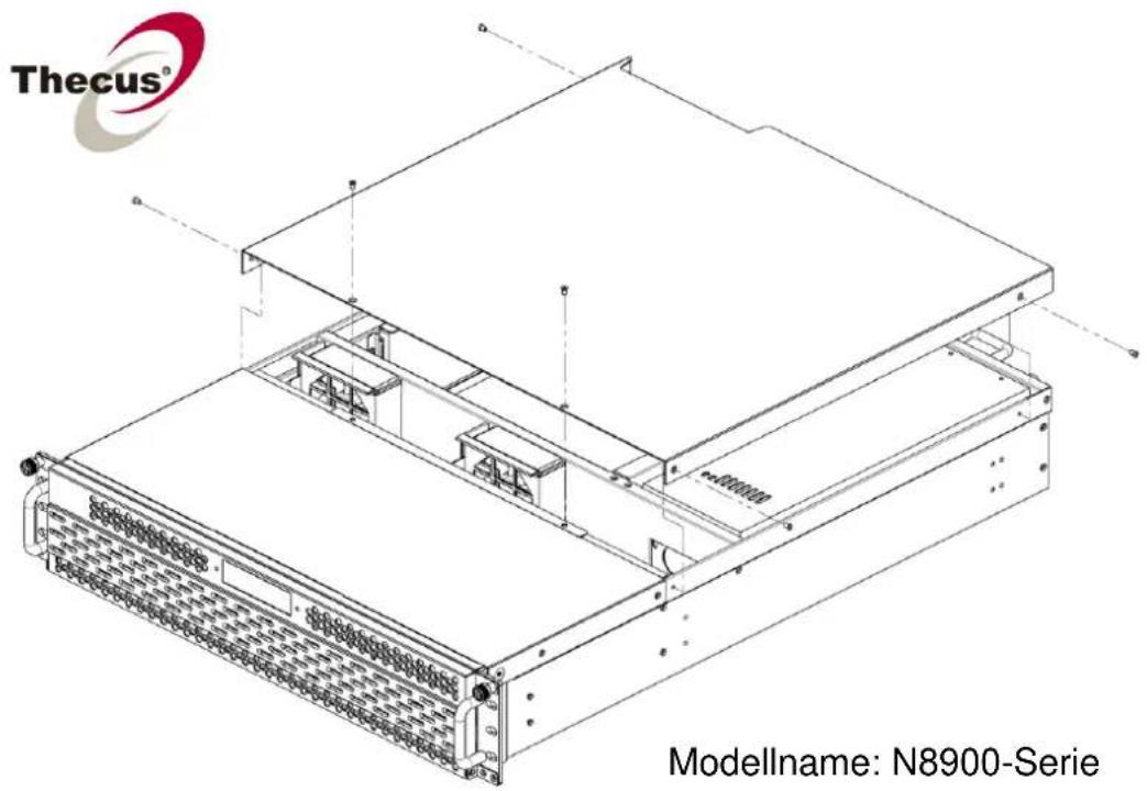 Thecus N16850 - Anhang C: So öffnen Sie die obere Abdeckung - 1