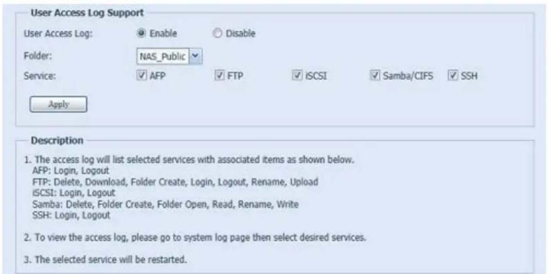 Thecus N16850 - User Access Log - 1