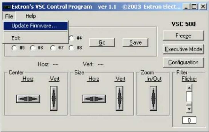 Extron VSC 700D - Uploading the firmware from the PC to the VSC - 1