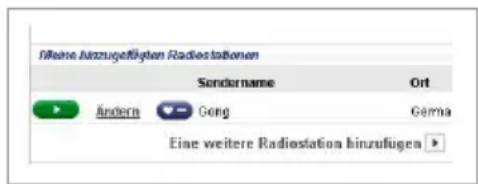 Eine hinzugeftigten Radiostationen Sendername Ort Ändern - Cong Gamma Eine weitere Radiostation hinzufügen