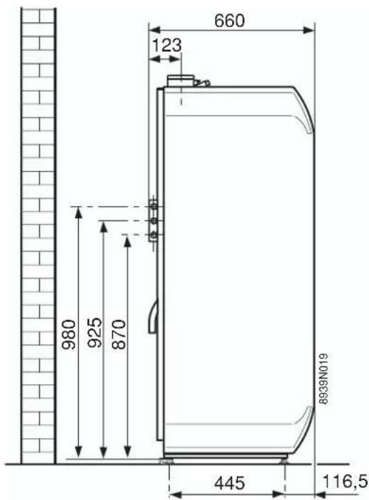Oertli OPTIMAT GVR 140-25 Condens - Installationsmaße und Anschlüsse - 2