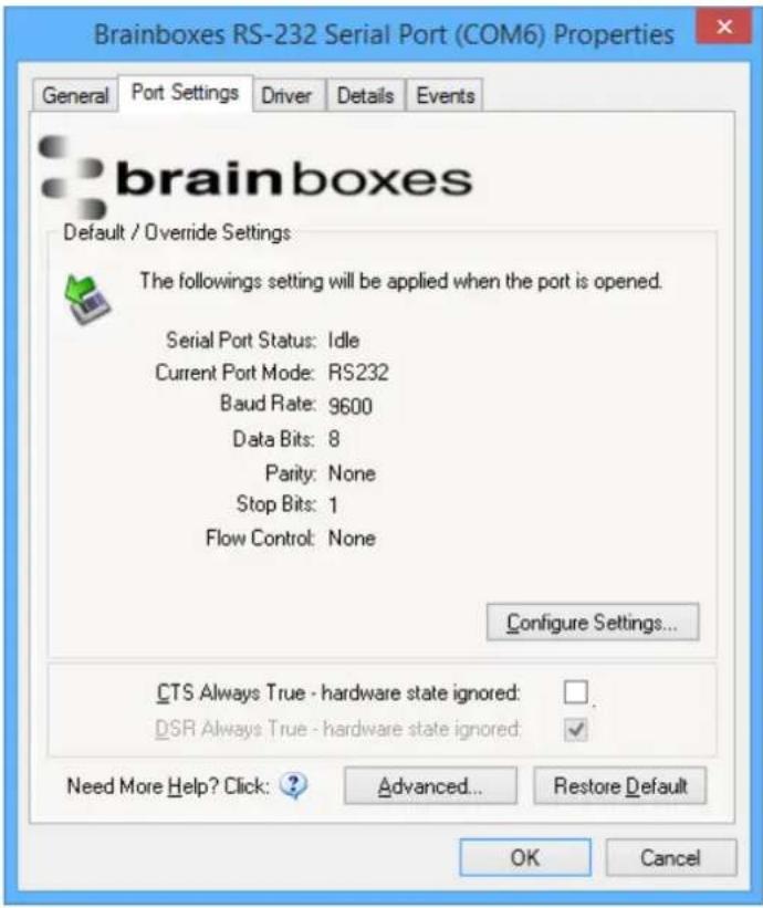 Brainboxes ED-504 - COM Port Settings - 2