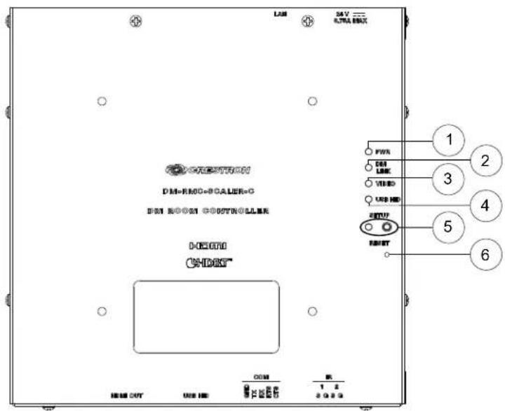 LAM SAV --- RWA BAX CRESTROOM DM-RMO-SCALER-G DIN BODON GOODROLLER HOTIO CHIDRT FWN DBI LINE VIDEO USB HD SETUP RESET 1 2 3 4 5 6 HES OUT USB HD COM BL 1 2 2 3 4 5 6