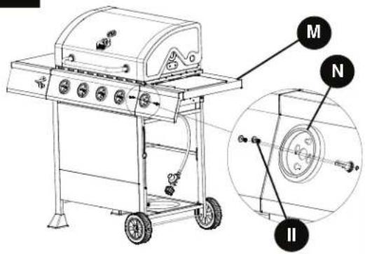 Technical diagram of a gas stove with labeled components and an inset view showing internal components.