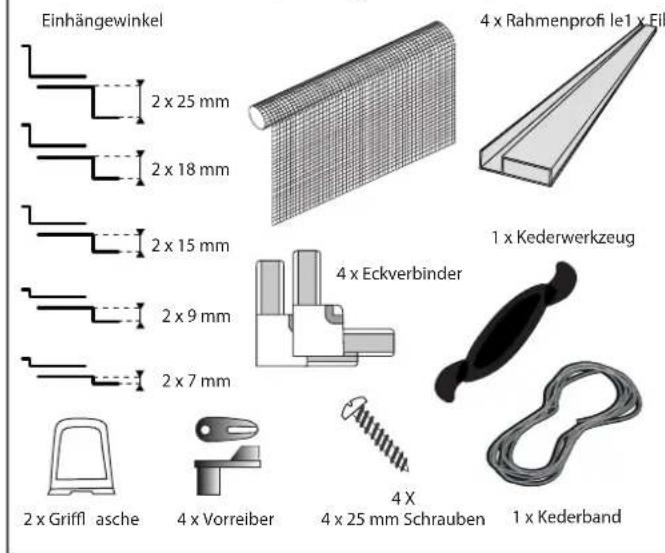 Jarolift 130x150 - Verpackungsinhalt und empfohlenes Werkzeug - 1
