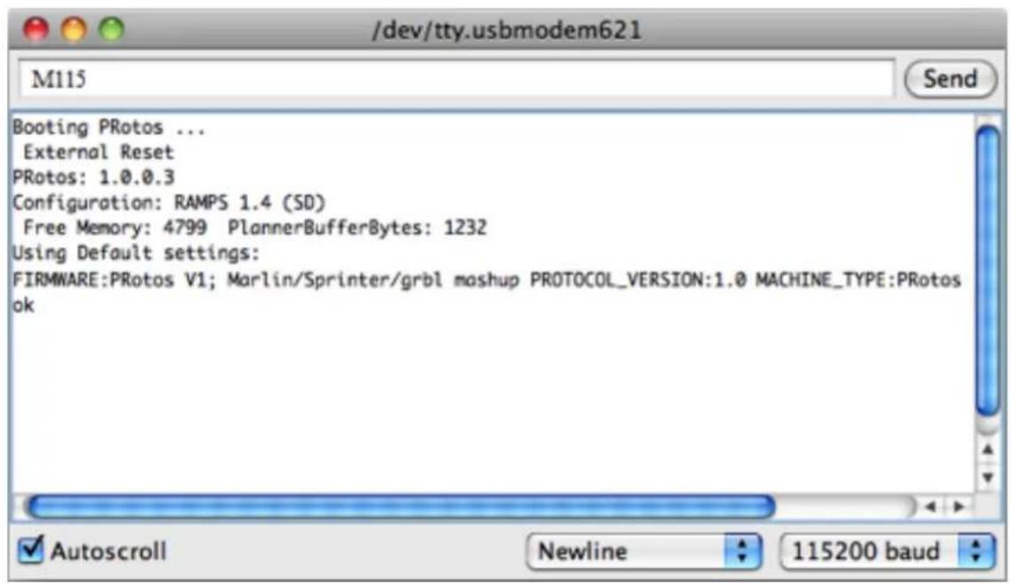 German RepRap PRotos V2.0 - Abbildung 4.9. Arduino Firmware Test - 1
