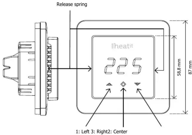 Release spring iheatit 225 58,8 mm 87 mm 1: Left 3: Right2: Center