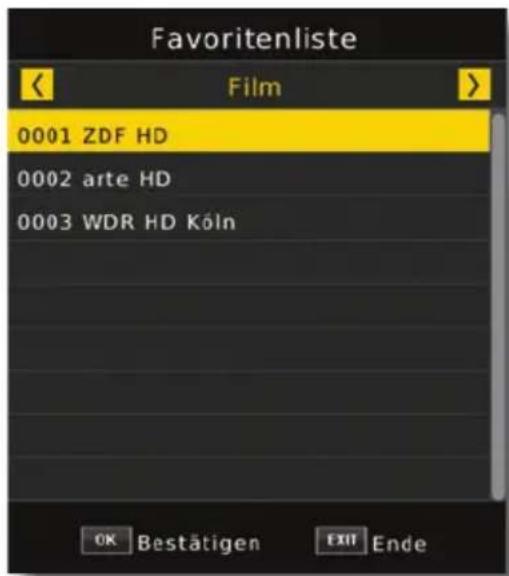 Telestar DigiHD TC 7 - Programm mit einer Favoritenliste aufrufen - 1