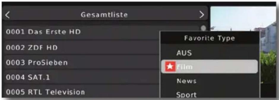 Telestar DigiHD TC 7 - Programme zu einer Favoritenliste hinzufügen - 1