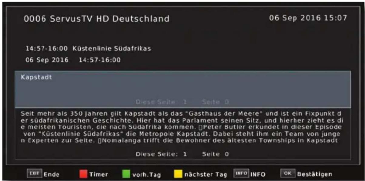 Telestar DigiHD TC 7 - Elektronische Programminfo EPI - 2