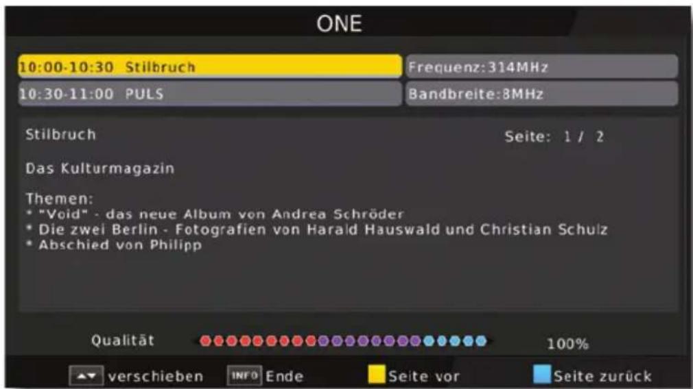 Telestar DigiHD TC 7 - Weitere Programminformationen - 1