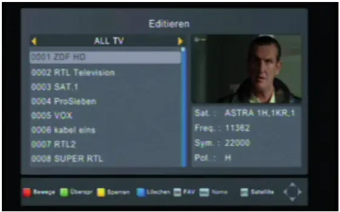 Schwaiger DSR712HD - PROGRAMMLISTE EDITIEREN - 1