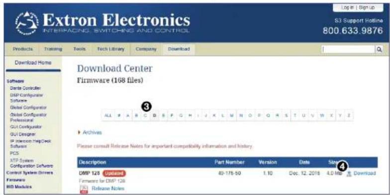Extron DMP 128 Plus C AT - Downloading Firmware Updates - 2