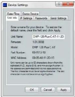 Extron DMP 128 Plus C AT - Unit Info - 1