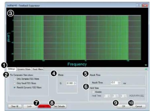 Extron DMP 128 Plus C AT - Feedback Suppressor Dialog Box - 1