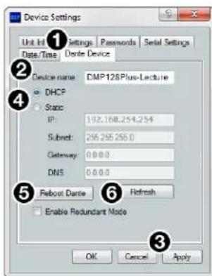 Extron DMP 128 Plus C AT - To assign the Dante device name: - 1