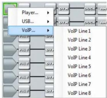 Player... USB... VoIP... VoIP Line 1 VoIP Line 2 VoIP Line 3 VoIP Line 4 VoIP Line 5 VoIP Line 6 VoIP Line 7 VoIP Line 8