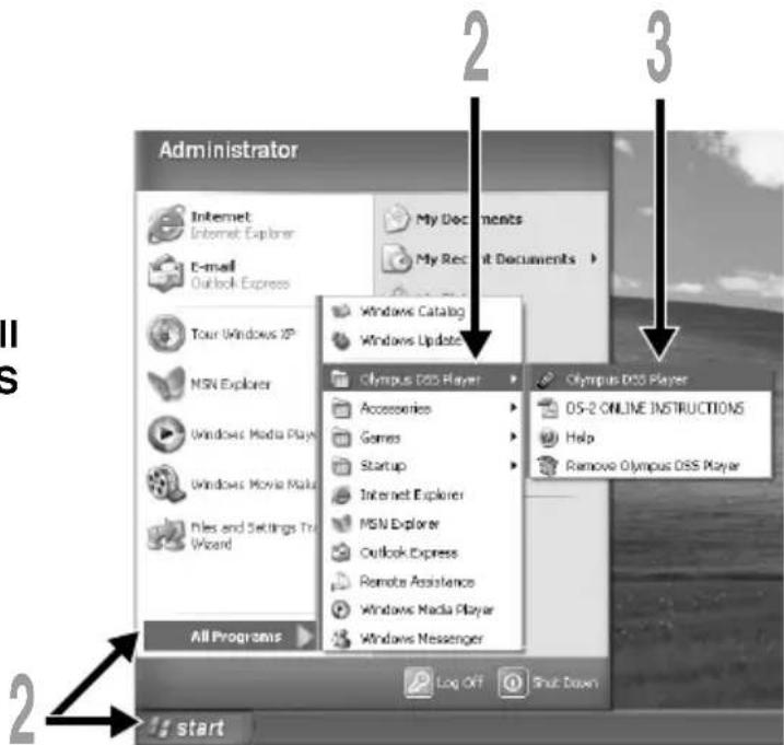 Administrator Internet Internet Explorer E-mail Outlook Express Tour Windows XP MSN Explorer Windows Media Player Windows Movie Malus Files and Settings Tr Wizard All Programs My Documents My Recert Documents Windows Catalog Windows Update Olympus DSS Player Accessories Games Startup Internet Explorer MSN Explorer Outlook Express Remote Assistance Windows Media Player Windows Messenger 2 3 2 Start
