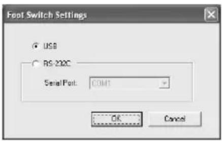 Foot Switch Settings USB RS-232C Serial Port: COM1 OK Cancel