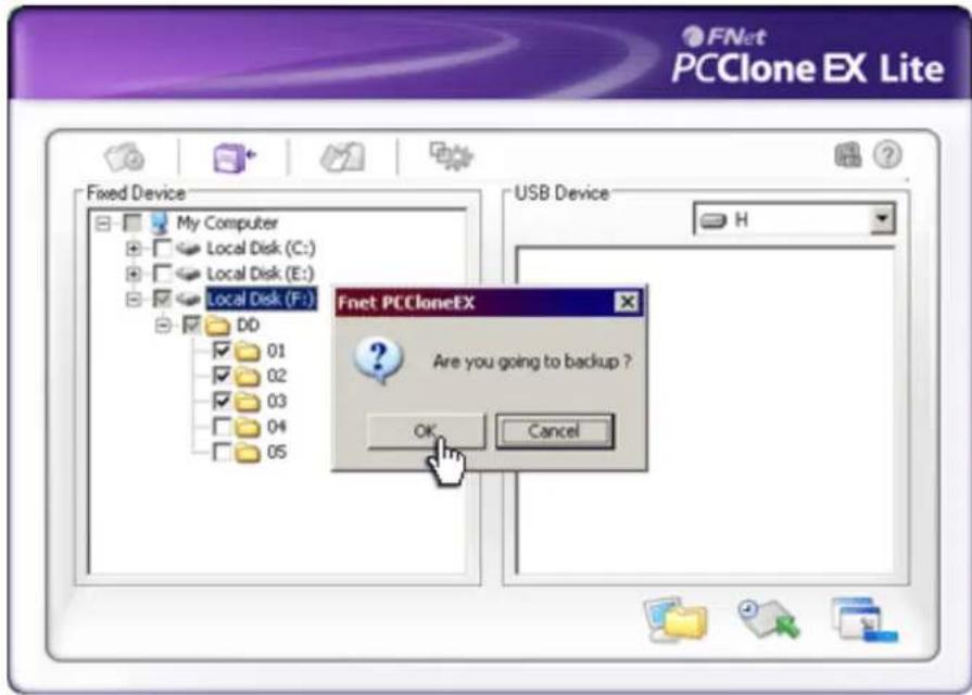 Fantec DB-229US - Klicken Sie" OK" um das Backup zu bestätigen - 1