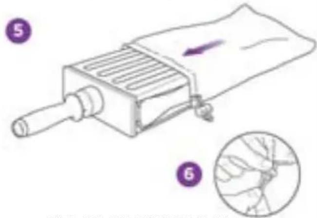 Technical diagram of a mechanical device with numbered annotations and a magnified inset showing hand blades.