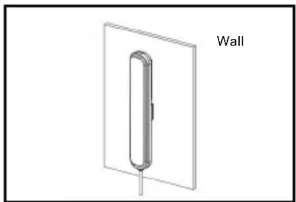 Diagram of a vertical cylindrical component mounted on a wall, with no visible text or symbols