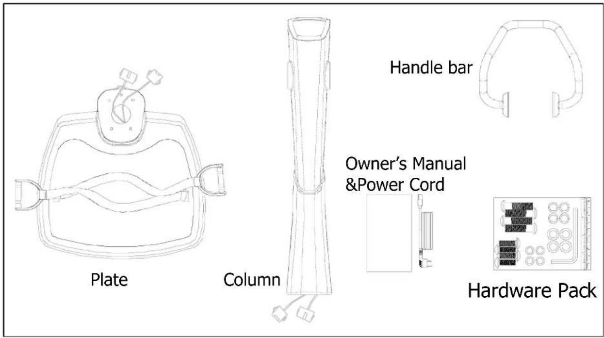 Handle bar Owner's Manual &Power Cord Hardware Pack Plate Column