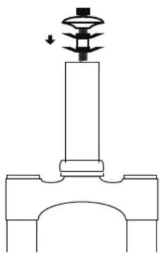 Pure mechanical diagram showing a piston-cranked joint with no text or symbols