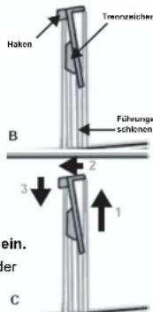 Tonnzuellen Haken B Führungs schlossen 3 2 1 ein. er C