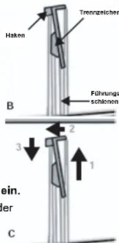 Trennzeichen Haken B Führungs schlossen 3 2 1 ein. er C